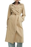 Mango Water Repellent Flowy Lapel Trench Coat In Beige