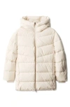 Mango Water Repellent Hooded Puffer Coat In White