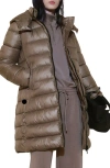 Mango Water Repellent Hooded Quilted Coat In Medium Brown