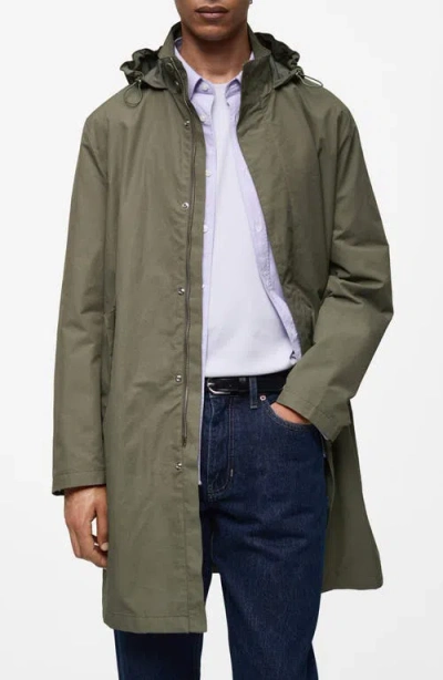 Mango Water Repellent Parka In Khaki Green