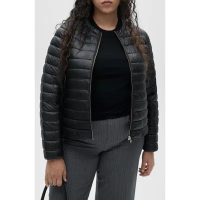 Mango Water Repellent Quilted Coat In Black