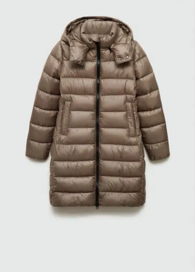 Mango Water-repellent Quilted Coat Medium Brown