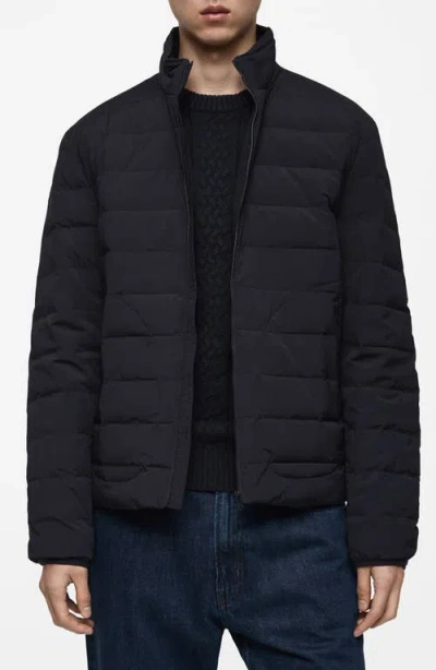 Mango Water Repellent Quilted Down Jacket In Dark Navy