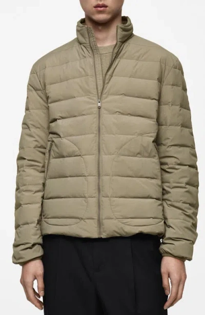 Mango Water Repellent Quilted Down Jacket In Medium Brown