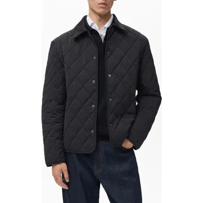 Mango Water Repellent Quilted Jacket In Black