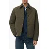 Mango Water Repellent Quilted Jacket In Green
