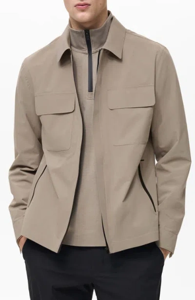 Mango Water Repellent Shirt Jacket In Medium Brown