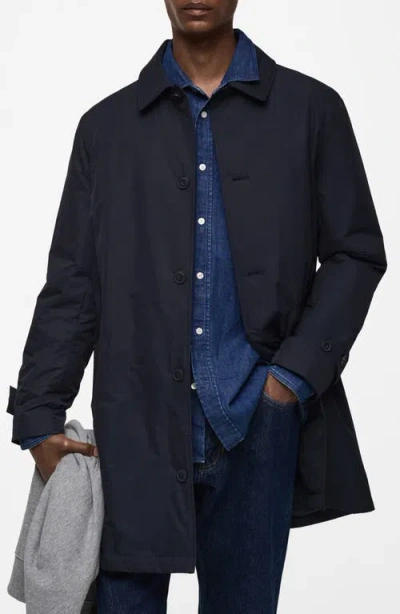 Mango Men's Quilted Water-repellent Trench Coat In Black