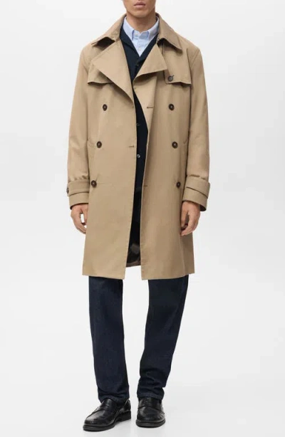 Mango Water Repellent Trench Coat In Neutral