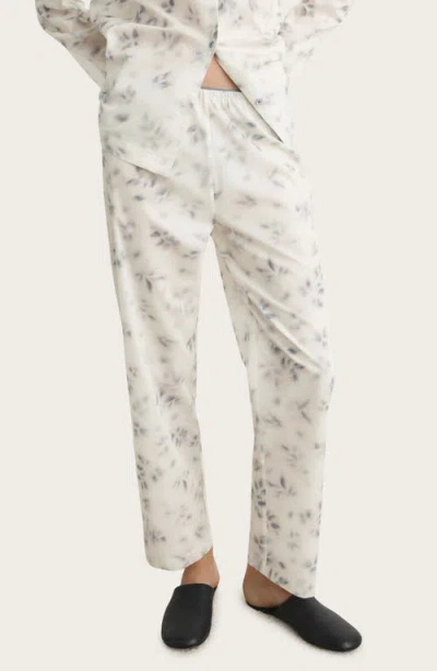 Mango Watercolor Print Cotton Pajama Pants In Blue