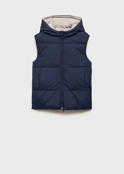 Mango Kids' Waterproof Reversible Gilet Navy In Blue