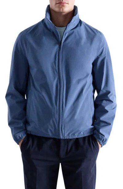 Mango Waterproof Zip Front Jacket In Blue