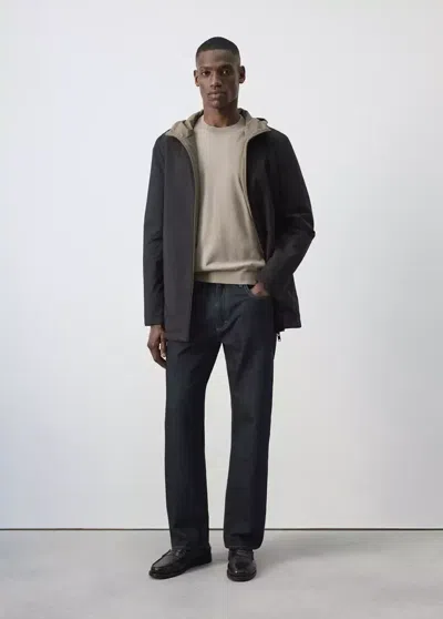 Mango Water-repellent Reversible Parka In Black