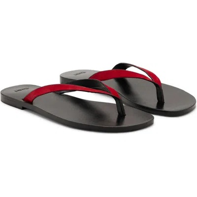 Mango Wave Round Toe Thong Sandal In Red
