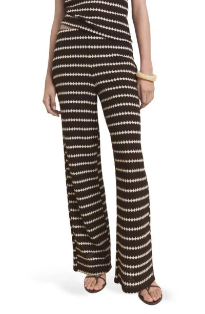 MANGO MANGO WAVY STRIPE KNIT PULL-ON STRAIGHT LEG PANTS