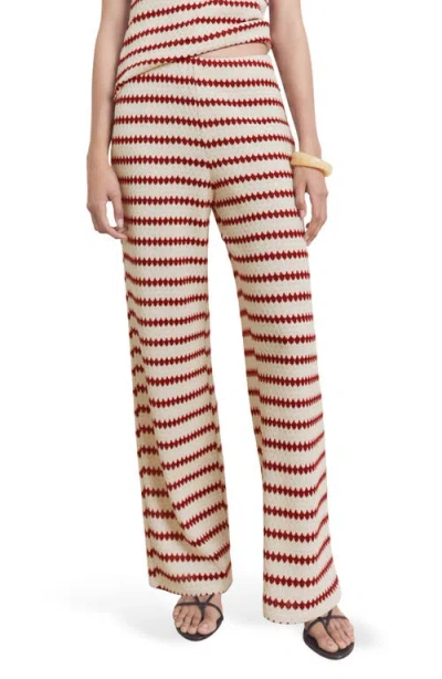 MANGO MANGO WAVY STRIPE KNIT PULL-ON STRAIGHT LEG PANTS