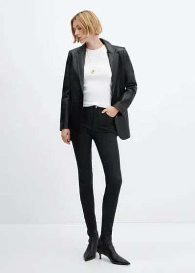 Mango Waxed High-rise Skinny Jeans Black