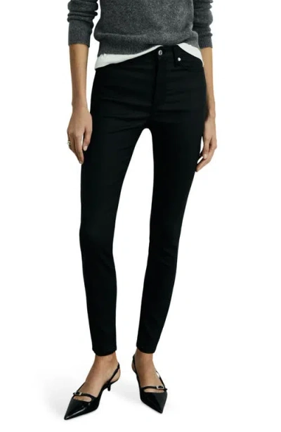 Mango Waxed Skinny Jeans In Black