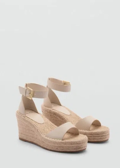 Mango Wedge Buckle Sandals Ecru