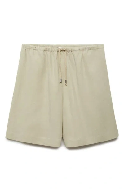 Mango Wide Leg Bermuda Shorts In Green