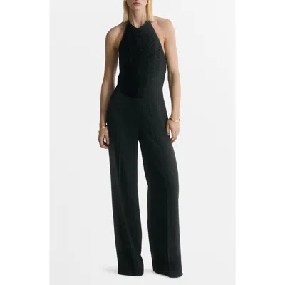 Mango Wide Leg Halter Jumpsuit