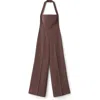 Mango Wide Leg Halter Jumpsuit In Brown