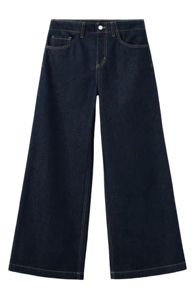 Mango Wide Leg Jeans In Blue