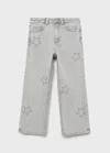Mango Wide Leg Jeans With Stars Denim Grey In Gray