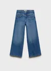 Mango Wide Leg Jeans With Studs Dark Blue In Blue