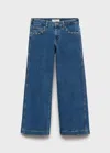 Mango Wide Leg Jeans With Studs Dark Blue In Blue