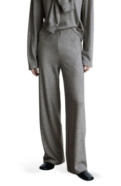 Mango Wide Leg Knit Pants In Grey