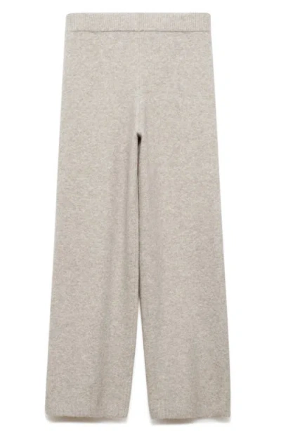 Mango Wide Leg Knit Pants In Light/pastel Brown