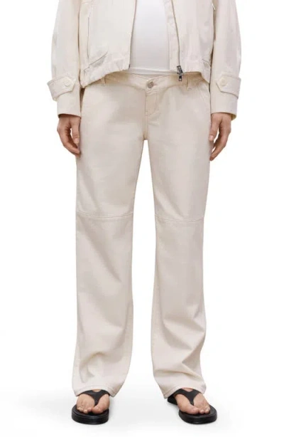 Mango Wide Leg Leg Maternity Jeans In Off White