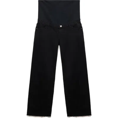 Mango Wide Leg Maternity Jeans In Black Denim