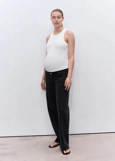 Mango Wide-leg Maternity Jeans Black Denim In White