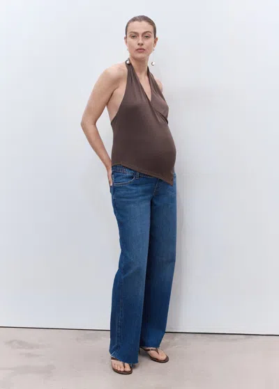 Mango Wide-leg Maternity Jeans Medium Blue