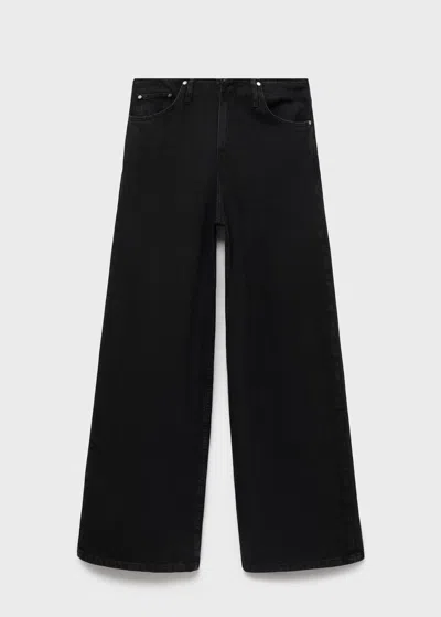 Mango Jean Large Taille Normale Black Denim - Femme - 42 -