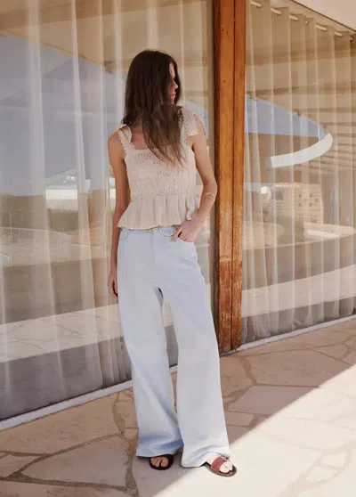 Mango Wide Leg Mid-rise Jeans In Blue