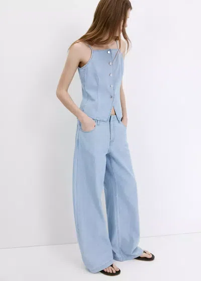 Mango Wide Leg Mid-rise Jeans In Blue
