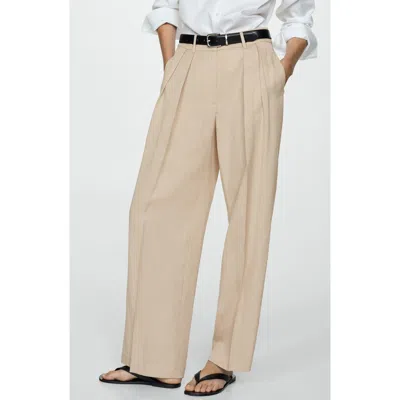 Mango Wide Leg Pants In Beige