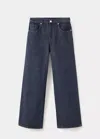 Mango Wide Leg Plaid Jeans In Open Blue
