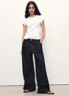 Mango Jean Wideleg Pinces Bleu Foncé - Femme - 44 -  In Blue