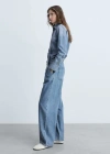 Shop Mango Wide-leg Pleated Jeans Medium Blue