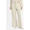Mango Wide Leg Rib Drawstring Pants In Neutral