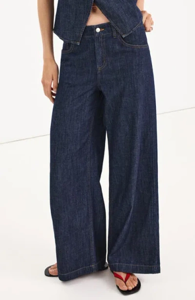 Mango Wide Leg Rinse Wash Jeans In Multi