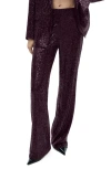 Mango Wide Leg Sequin Pants In Wine