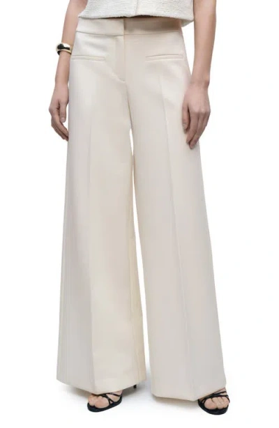 Mango Wide Leg Suit Pants In Sand