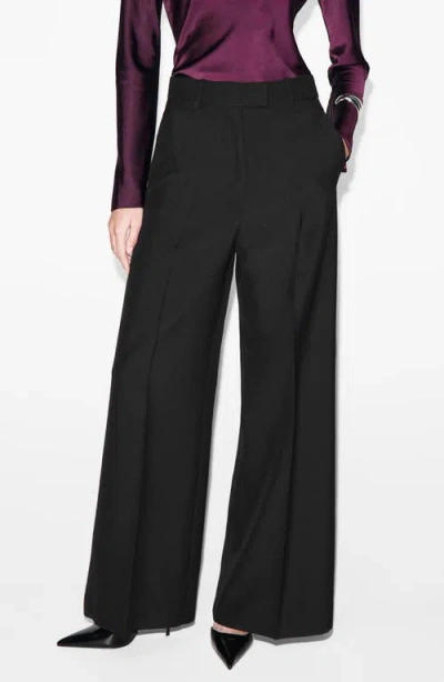 Mango Wide Leg Suit Pants In Black