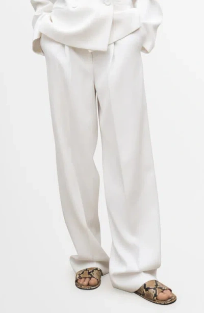Mango Wide Leg Suit Pants In White