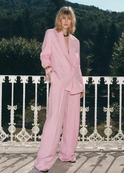 Mango Pantalon Costume Large Rose - Femme - 42 -  In Pink